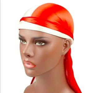 New Unisex Red Polyester silk do rag head wrap